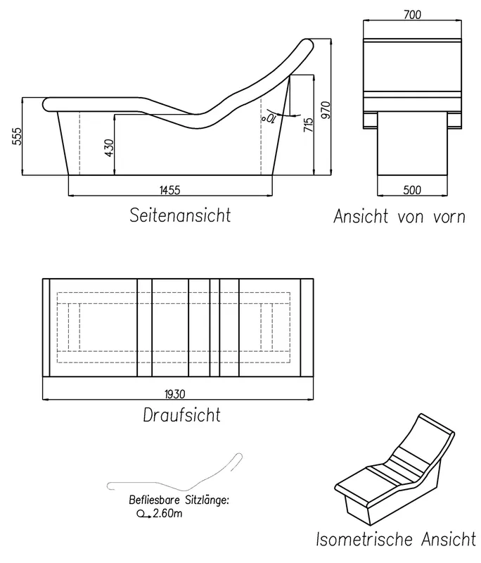 SD Wellnessliege WAVE Fortuna 1930x700x970