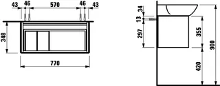 Laufen WTU INO 348x770x355 1 Schubl f.WT H813301/2 weiß matt – Bild 3