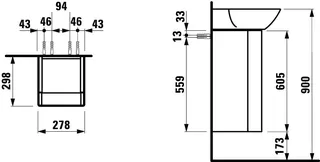 Laufen WTU INO 298x278x605 1 Tür Scharn. links f.WT H815301 weiß matt – Bild 2