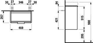 Laufen WTU BASE 267x460x515 1Tür Scharn. links m.Griff f.WT H815955 multicolor – Bild 2