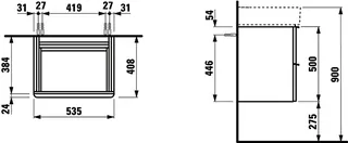 Laufen WTU SPACE 408x535x500 2 Schubl m.Griff f.WT H810282 ulme dunkel – Bild 3
