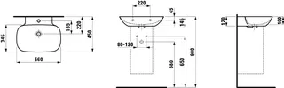Laufen Waschtisch INO 450x560x145 1 Hahnloch mit Überlauf weiß – Bild 2
