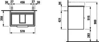 Laufen WTU BASE 358x570x515 2 Schubl m.Griff f.WT H818959 multicolor – Bild 2