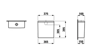 Laufen Spülkasten VAL 160x375x395 Wasseranschluss hinten weiß matt (alt) – Bild 2