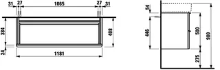 Laufen WTU SPACE 408x1181x500 2 Schubl m.Griff f.WT H810289 H814282 multicolor – Bild 2