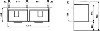 Laufen WTU BASE 438x1258x515 4 Schubl m.Griff f.WT H814968 weiß glzd – Bild 2