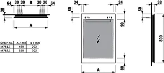 Laufen Spiegel LEELO LED-Bel. 450x800 externer Lichtschalter – Bild 2