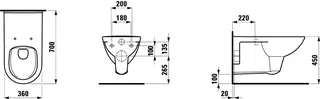 Laufen T-WC wandh. barrierefrei PRO LIBERTY 700x360 spülrandlos offene Bef. Bahamabe – Bild 2