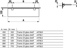 Laufen Glasablage FRAME 25 120x800x10 mit 2 Wandbefestigungen silbereloxiert – Bild 2
