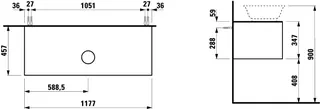 Laufen WTU THENEWCLASSIC 457x1177x347 Aus mi 1Schubl P/P Waschtisch H812852/3 geschw. Eiche – Bild 2