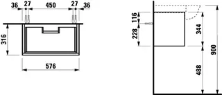 Laufen WTU THENEWCLASSIC 316x576x344 1Schubl Push/Pull f.WT H813853 weiß lackiert – Bild 2