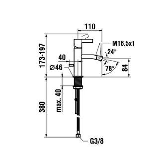 Bidetmischer K-LAUFEN Ausladung 110mm mit Ablaufventil PVD Edelstahl gebürstet – Bild 2