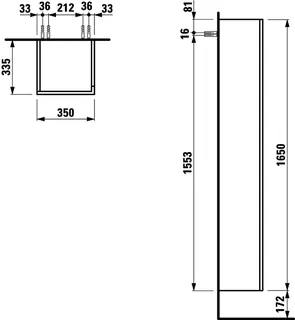 HS K-LAUFEN 335x350x1650 1 Tür Scharn.li 4 Ablg. Push/Pull schiefergrau – Bild 2