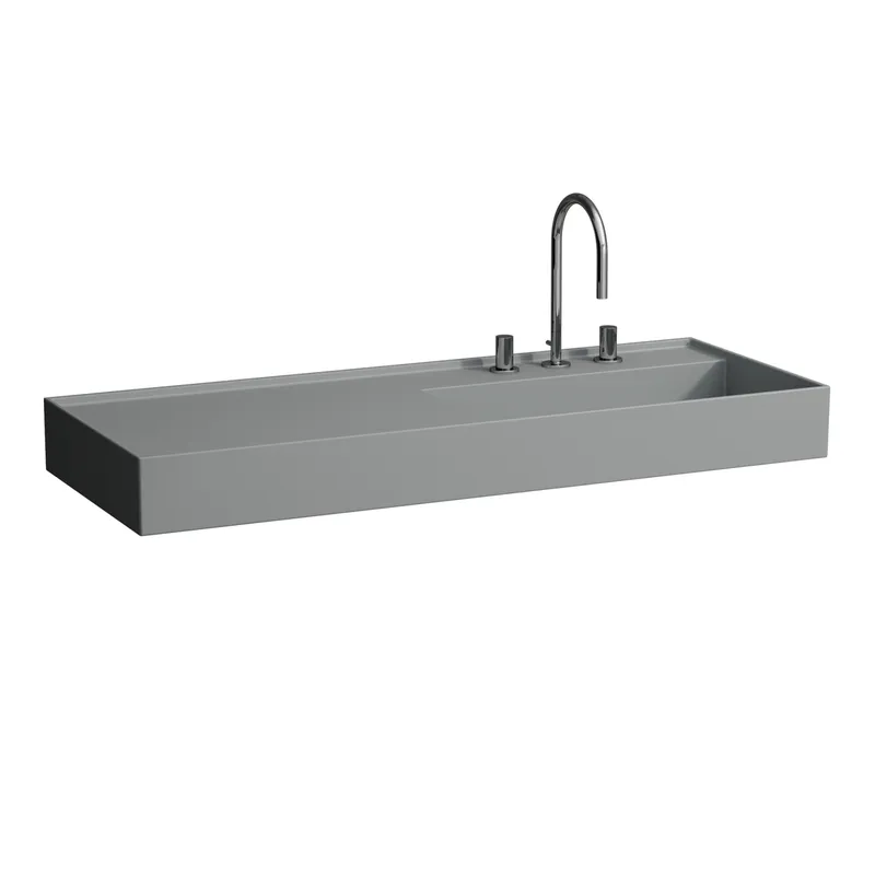 Waschtisch K-LAUFEN 460x1200x150 1 Hlo.Ül. versteckter Abl. Ablg. links grau ma.