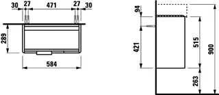 Laufen WTU BASE 289x584x515 2 Türen m.Griff links f.WT H815285 weiß matt – Bild 2