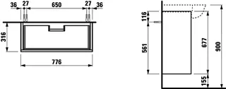 Laufen WTU THENEWCLASSIC 316x776x677 2Schubl P/P f.WT H813855 geschwärzte Eiche – Bild 2