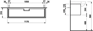 Laufen WTU THENEWCLASSIC316x1176x344 1Schubl Push/Pull f.WT H813858 geschw. Eiche – Bild 2