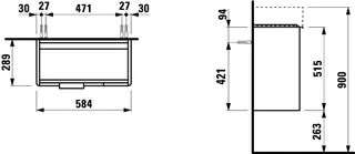 Laufen WTU BASE 289x584x515 2 Türen m.Griff links f.WT H815285 ulme hell – Bild 2