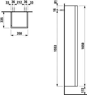 HS K-LAUFEN 335x350x1650 1 Tür Scharn.re 4 Ablg. Push/Pull weiß matt – Bild 2