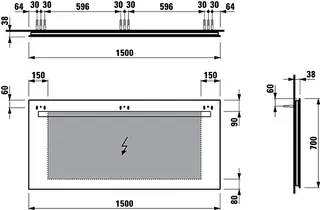 Laufen Spiegel LEELO LED-Bel. 1500x700 externer Lichtschalter – Bild 2