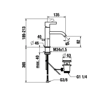 Waschtisch-Mischer K-LAUFEN Ausladung 135 mm mit Ablaufventil chrom – Bild 2