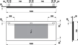 Laufen Spiegel LEELO LED-Bel. 1800x700 externer Lichtschalter – Bild 2