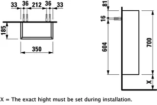 Laufen Halb-HS BASE 185x350x700 1 Tür Scharn. rechts 2 Ablg. Push/Pull ulme hell – Bild 2