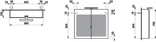 Laufen SPS BASE LED-Bel. horiz. m.Schalter Steckd. 185x800x700 2 Türen ulme hell – Bild 2
