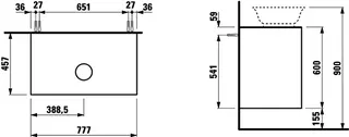 Laufen WTU THENEWCLASSIC 457x777x600 Aus mi 2 Schubl P/P f.WT H812852/3 verkehrsgrau – Bild 2
