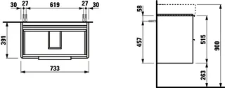 Laufen WTU BASE 391x733x515 2 Schubl m.Griff f.WT H810285 ulme dunkel – Bild 2