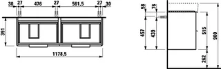 Laufen WTU BASE 391x1178,5x515 4 Schubl m.Griff f.WT H814282 ulme hell – Bild 2