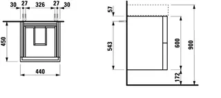 WTU K-LAUFEN 450x440x600 2 Schubl Push/Pull f.WT H815331 kieselgrau – Bild 2