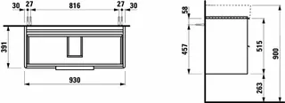 Laufen WTU BASE 391x930x515 2 Schubl m.Griff f.WT H810287 weiß matt – Bild 3