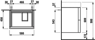 WTU K-LAUFEN 450x580x600 2 Schubl Push/Pull f.WT H810335 weiß matt – Bild 2