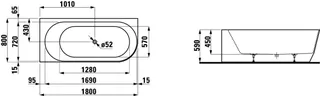 Laufen Badewanne PRO 800x1800x590 Marbond Eckversion links weiß – Bild 3