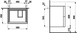 WTU K-LAUFEN 450x580x600 2 Schubl Push/Pull f.WT H810335 schiefergrau – Bild 2