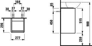 Laufen WTU BASE 296x277x515 1 Tür Scharn. rechts Griff alu. f.WT H815301 weiß matt – Bild 2