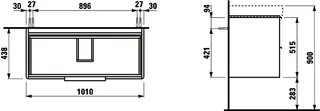 Laufen WTU BASE 438x1010x515 2 Schubl m.Griff f.WT H813966 weiß glzd – Bild 2