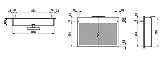 Laufen SPS BASE LED-Bel. horiz. m.Schalter Steckd. 185x1000x700 2 Türen weiß matt – Bild 2