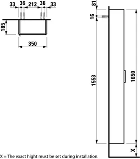 Laufen HS BASE 185x350x1650 1Tür Scharn. rechts 5 Ablg. m.Griff ulme dunkel – Bild 2
