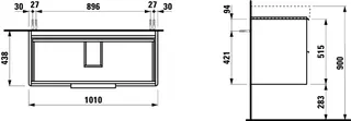 Laufen WTU BASE 438x1010x515 2 Schubl m.Griff f.WT H813966 multicolor – Bild 2