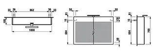 Laufen SPS BASE LED-Bel. horiz. m.Schalter Steckd. 185x1000x700 2 Türen weiß glzd – Bild 2