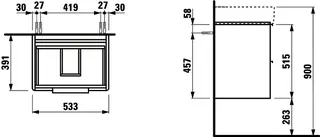 Laufen WTU BASE 391x533x515 2 Schubl m.Griff f.WT H810282 ulme hell – Bild 2