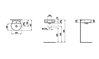 Laufen HWB VAL 425x400x155 ohne Hahnloch mit Überlauf LCC weiß – Bild 2