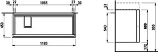 WTU K-LAUFEN 600x1180x450 2 Schubl Push/Pull f.WT H813332 schiefergrau – Bild 2