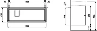 WTU K-LAUFEN 600x1180x450 2 Schubl Push/Pull f.WT H813332 kieselgrau – Bild 2