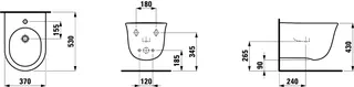 Laufen Wandbidet THE NEW CLASSIC 530x370 1 Hahnloch o.seitl. Loch f.Wasserans LCC we – Bild 2