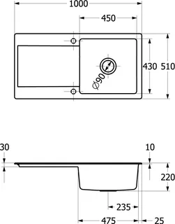 Villeroy & Boch EB-SP Siluet 60 1000x510mm Ablgarn. IB reversibel aus TitanCeram Ivory cplus – Bild 5