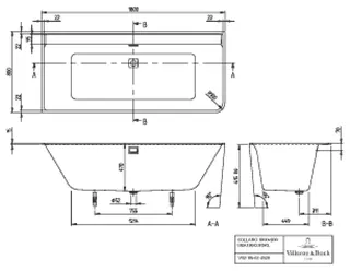 Villeroy & Boch Vorwand-Badewanne Collaro VD 1790x 790x620mm linke Ausführung Weiß Alpin – Bild 2