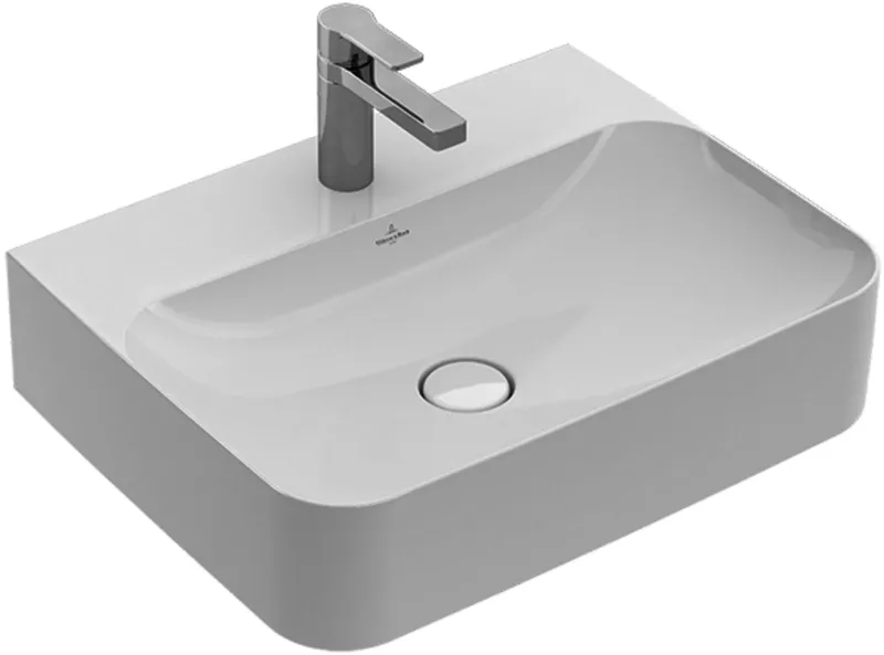 Villeroy & Boch Waschtisch Finion 600x470mm re-eckig 1HL. m. verd ÜL. Unterseite geschl StoneWhite c+